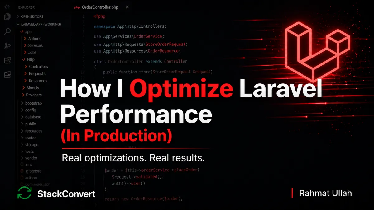 How I Optimize Laravel Performance in Production - hero image showing Laravel performance tuning under real production load